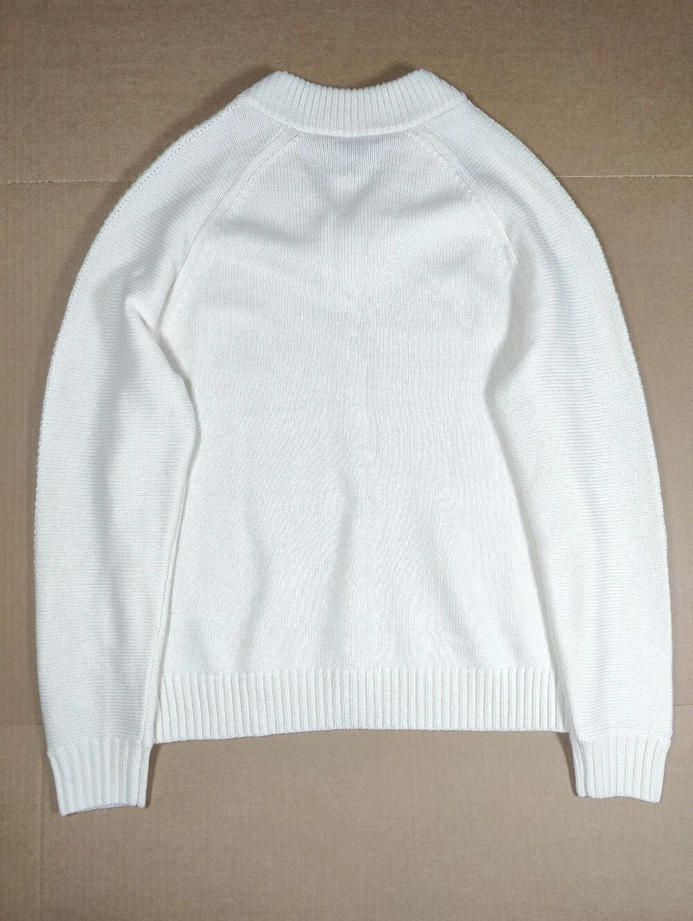 NWT Reiss Hawthorne Ivory Wool Rib Detail Heavyweight Sweater Sz M Retail 230$